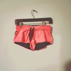 Lululemon run speed shorts double sided coral/gray size 4